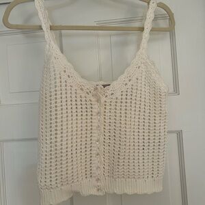 JCrew Cream Crochet Knit Tank Top